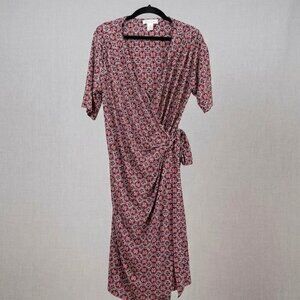 Motherhood Maternity Geometric Print Wrap Dress L